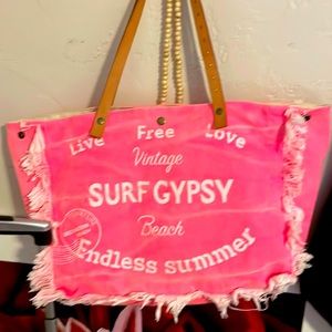 Surf Gypsy canvas hot pink Endless Summer beach bag